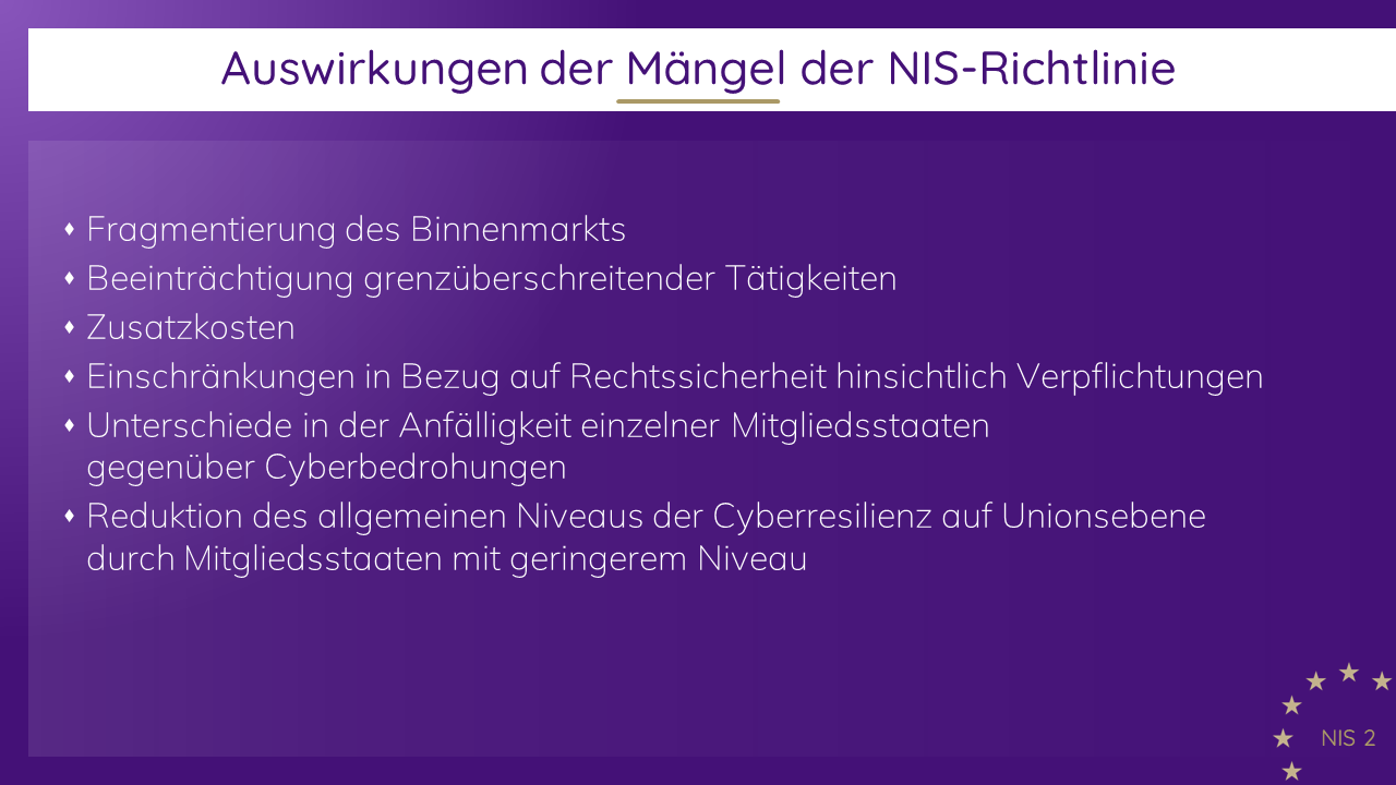 NIS-2-Richtlinie - Auswirkungen der Mängel der NIS-Richtlinie